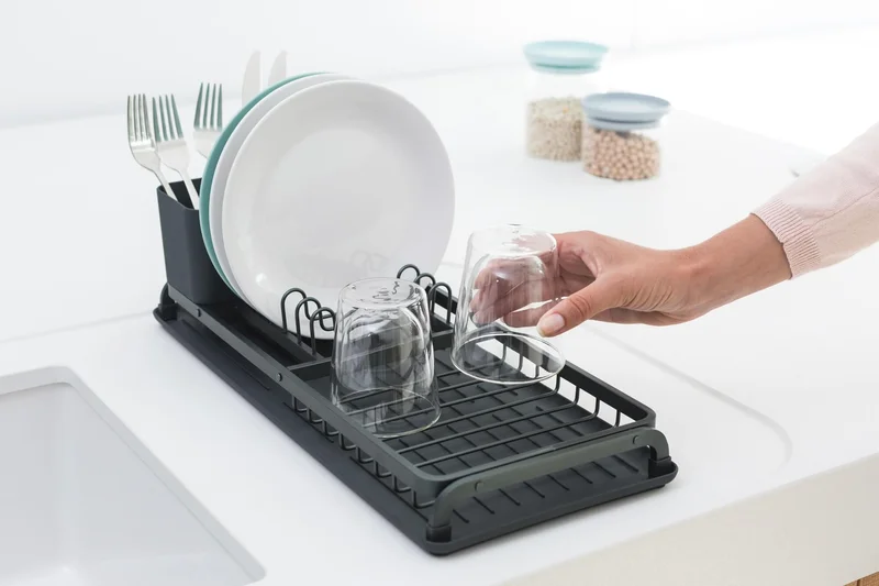 Compact dish drying rack, Brabantia, Dark Grey