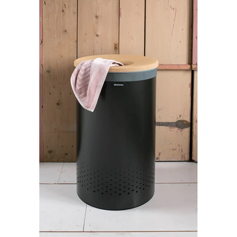 Кош за пране Brabantia 60L, Matt Black, корков капак