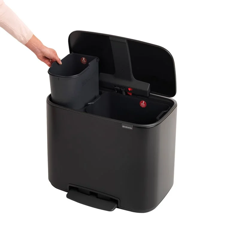 Brabantia Bo Pedal Bin, 11/23L, Matt Black