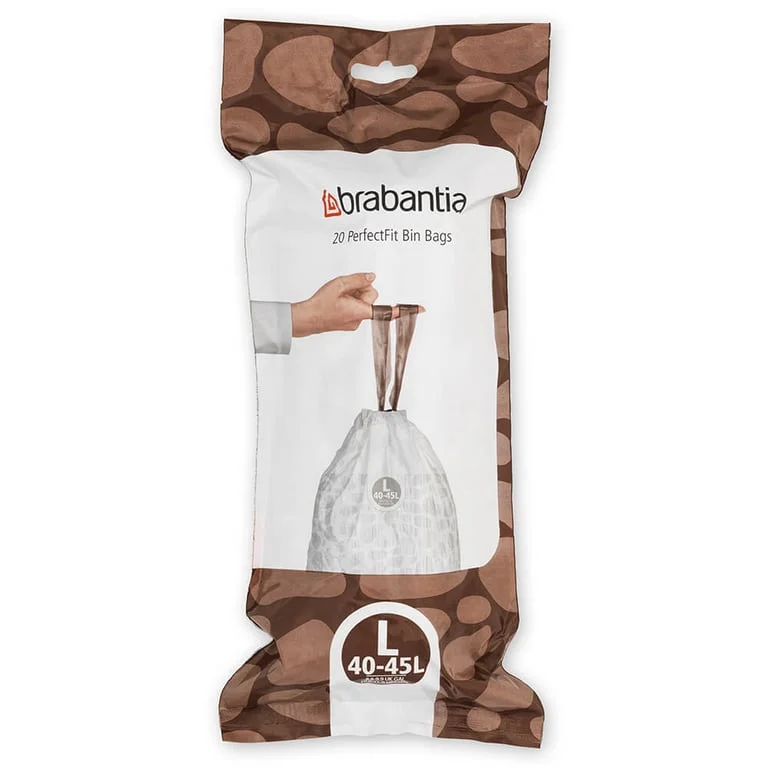 PerfectFit Bags Brabantia Size L, 45L, 20 pcs, White