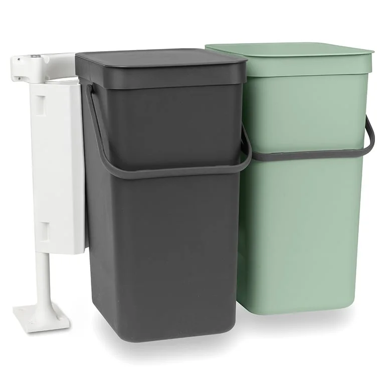 Waste Bin Separation Basket Brabantia Sort&Go 2x16L, Dark Grey & Jade Green