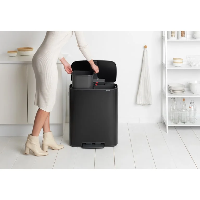 Waste Bin Brabantia Bo Pedal 2x30L, Matt Black