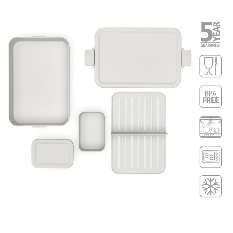Кутия за обяд Brabantia Make&Take 2L, Light Grey, с разделители