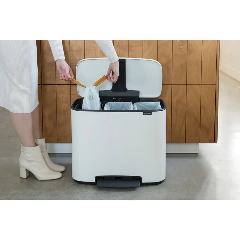 Brabantia Bo Pedal Bin, 3 x 11L, White