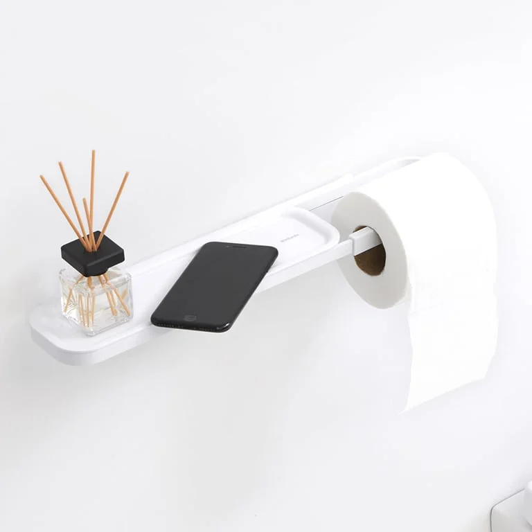 Toilet Roll Holder with Shelf Brabantia MindSet Mineral Fresh White