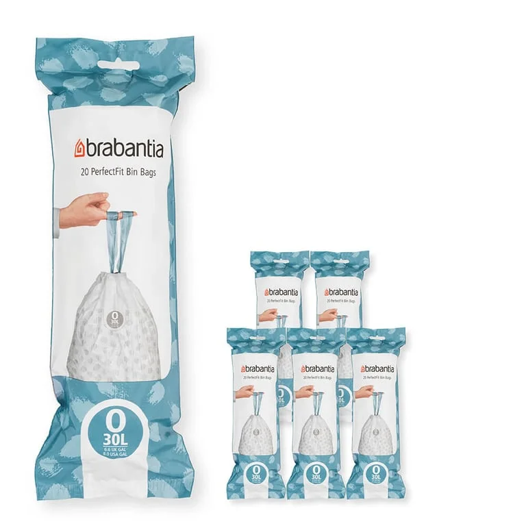 Waste Bin Bags Brabantia O, 30L, 120 pcs, White, Multipack