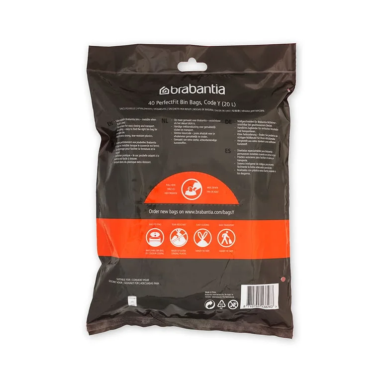 PerfectFit Bags for NewIcon Bin Brabantia, Size Y, 20L, 40 pcs, White N