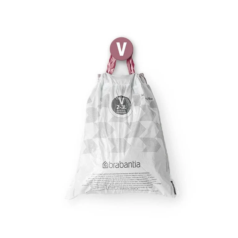 PerfectFit Bags for NewIcon Bin Brabantia, Size V,  3L, 40 pcs, White, Dispenser