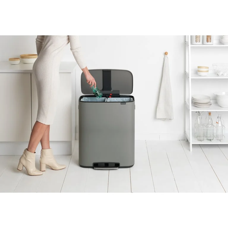Waste Bin Brabantia Bo Pedal 2x30L, Mineral Concrete Grey
