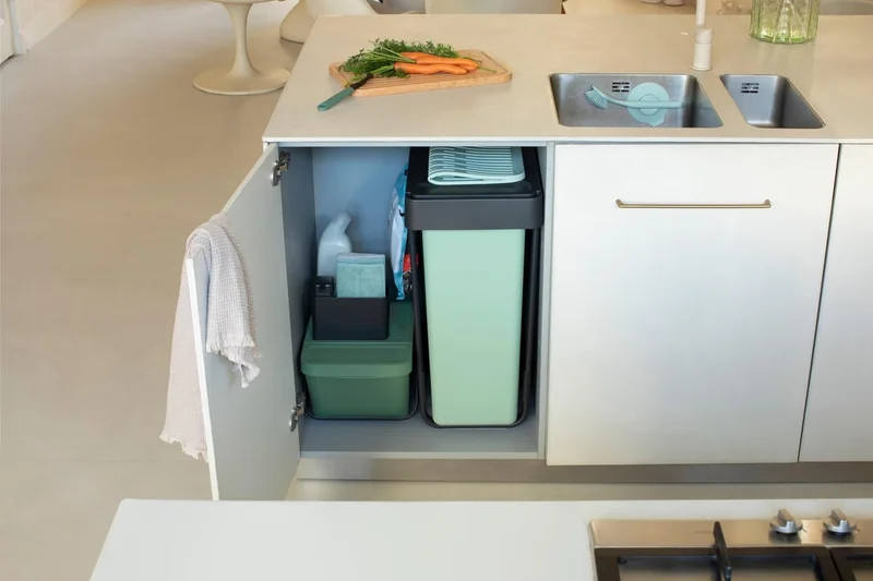 Waste Bin Separation Basket Brabantia Sort&Go 2x30L, Dark Grey & Jade Green