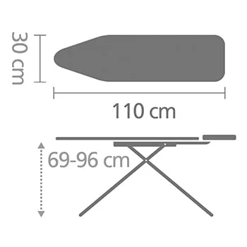 Маса за гладене Brabantia A 110x30cm с поставка за ютия, Denim Black