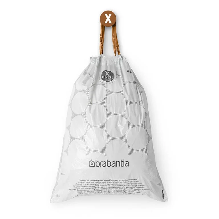 PerfectFit Bags for NewIcon/Bo Bin Brabantia Size X, 10-12L, 40 pcs, White, Dispenser