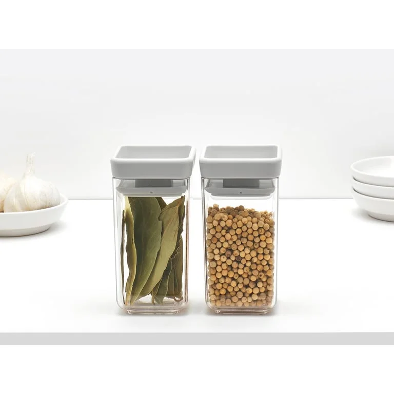 Set of Stackable Canisters Brabantia Tasty+ Stackable 2x0.15L, Light Grey, 2 Pcs