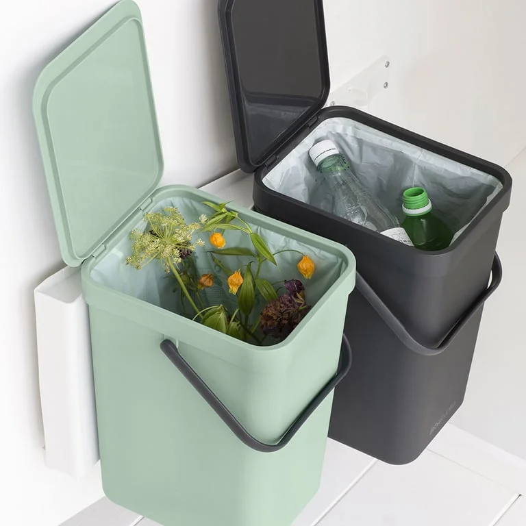 Waste Bin Separation Basket Brabantia Sort&Go 2x16L, Dark Grey & Jade Green