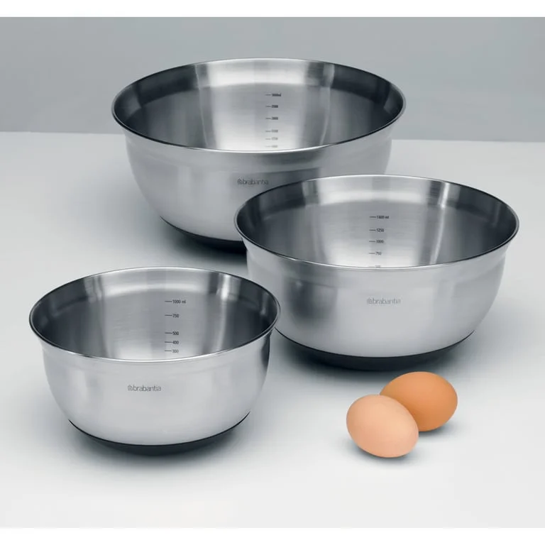 Mixing Bowl Set Brabantia, 3 pcs, Matt Steel/Black