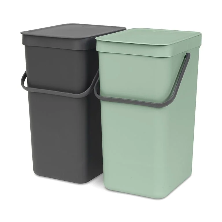 Waste Bin Separation Basket Brabantia Sort&Go 2x16L, Dark Grey & Jade Green