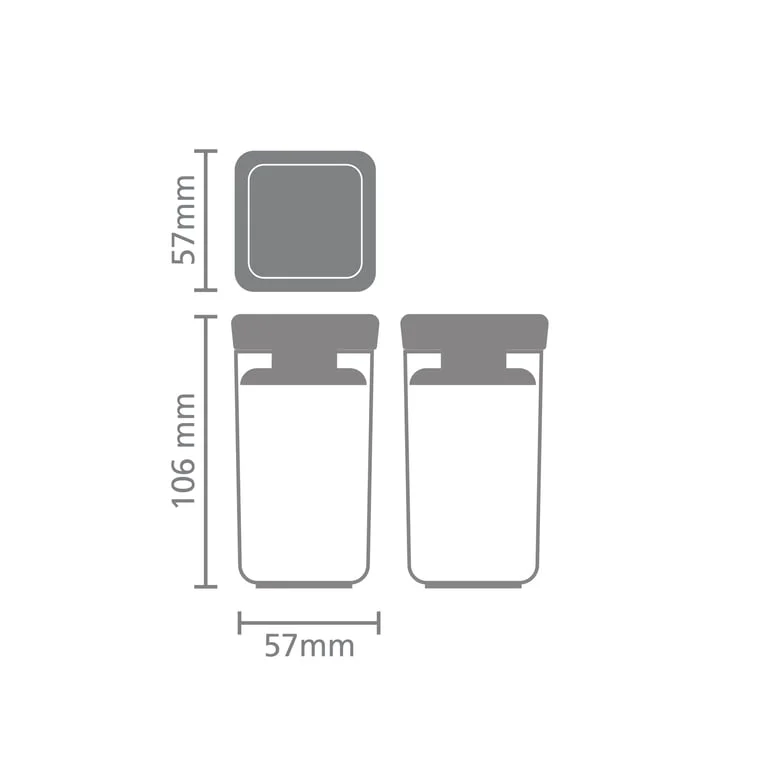 Set of Stackable Canisters Brabantia Tasty+ Stackable 2x0.15L, Light Grey, 2 Pcs