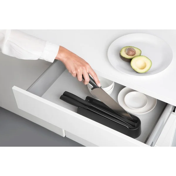 Drawer Knife Block Brabantia 3 knives Tasty+, Dark Grey