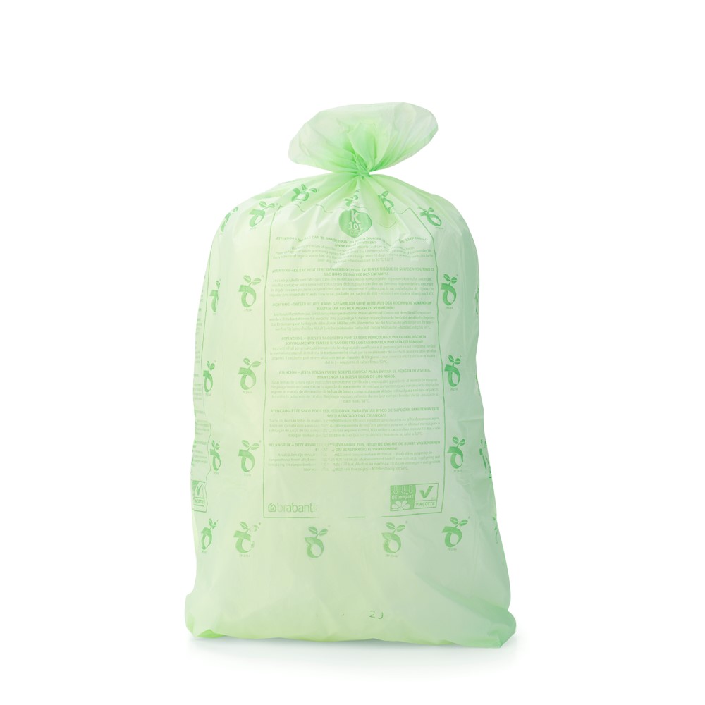 Торба за кош Brabantia размер K (Twin), 10L, 10 броя, зелени, биоразградими
