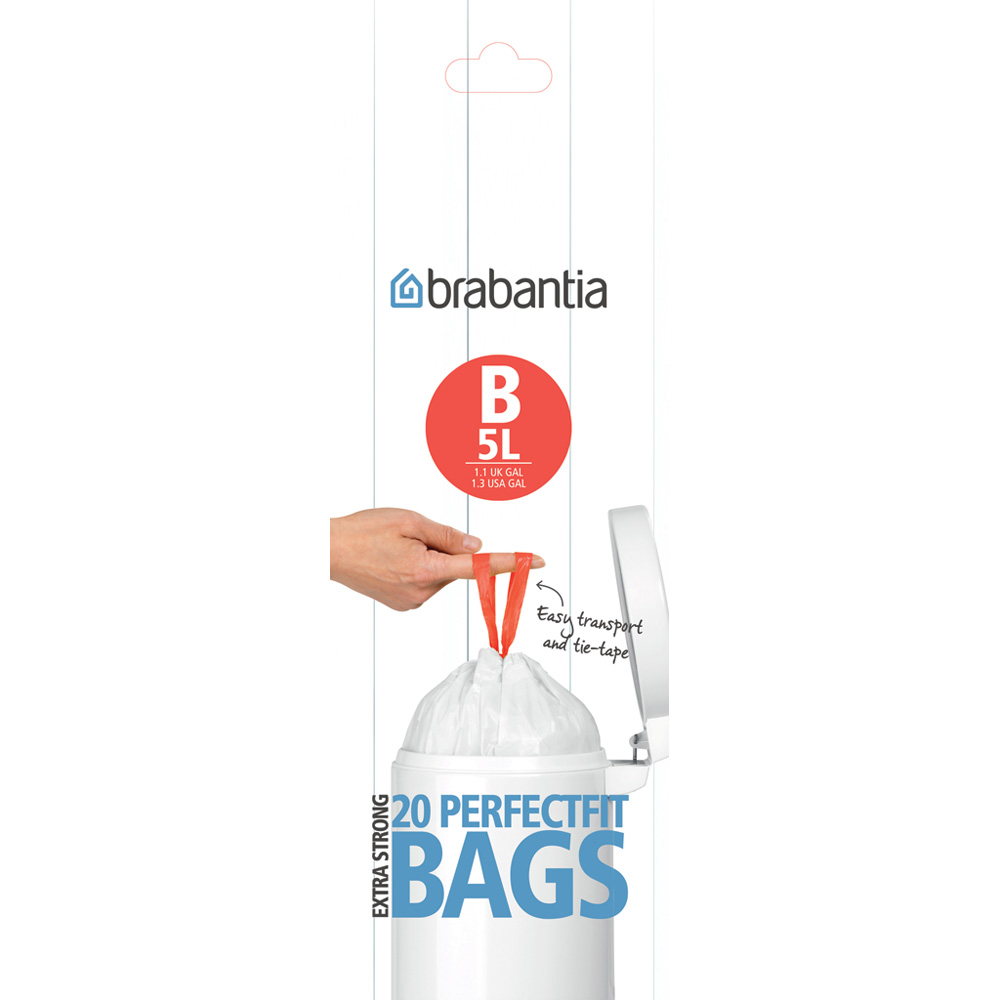 Торба за кош Brabantia размер B, 5L, 20 броя, бели
