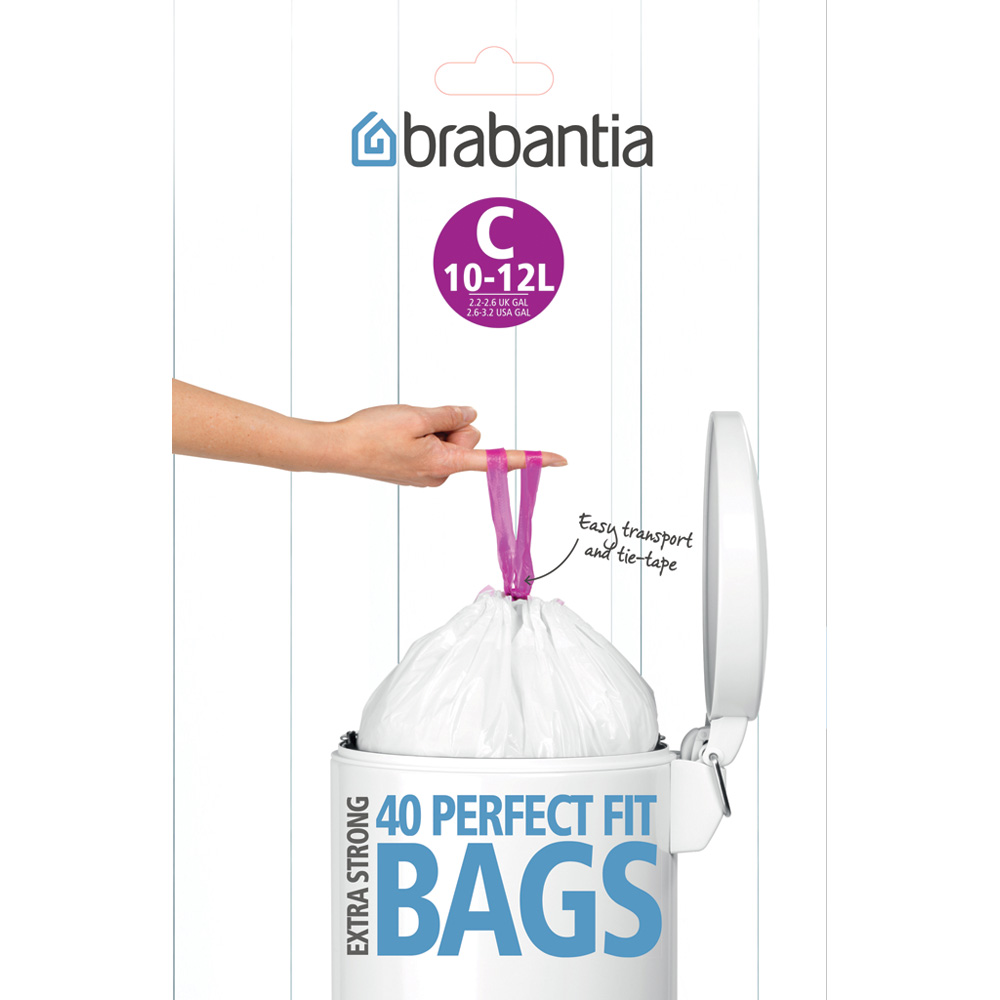 Торба за кош Brabantia размер C, 10-12L, 20 броя, бели