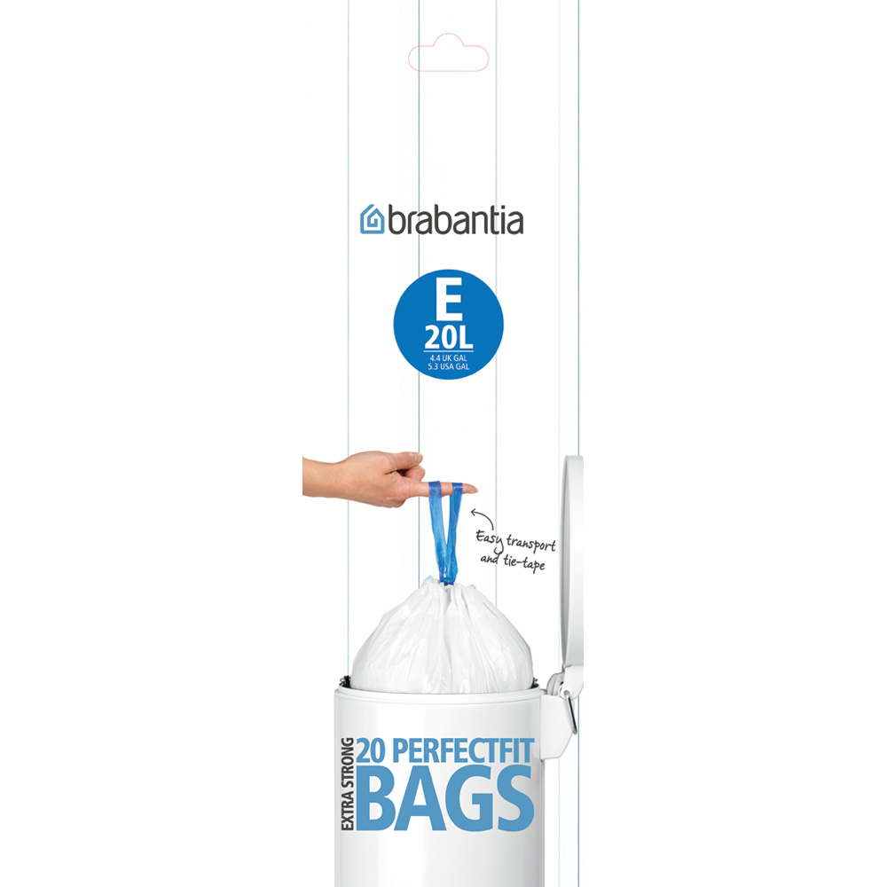 Торба за кош Brabantia размер E, 20L, 20 броя, бели