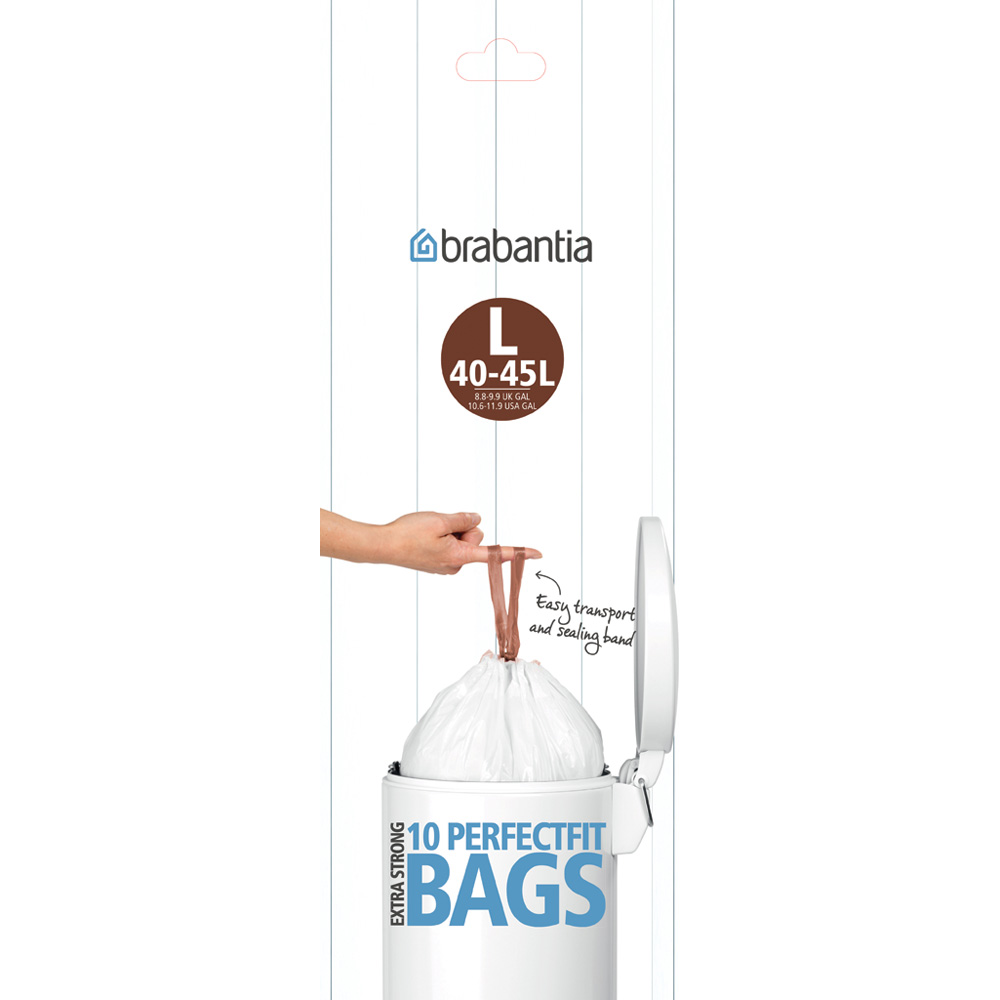 Торба за кош Brabantia размер L, 40-45L, 10 броя, бели