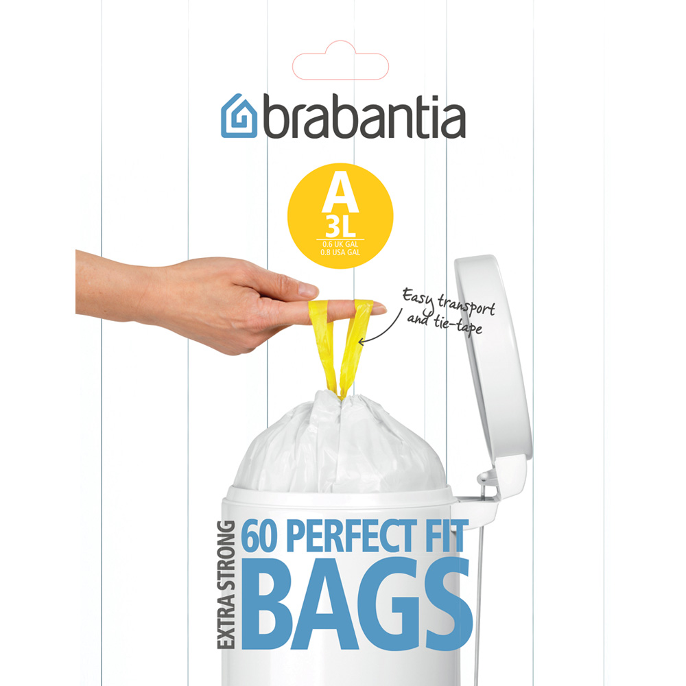 Торба за кош Brabantia размер A, 3L, 60 броя, бели