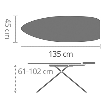Маса за гладене Brabantia D 135x45cm с топлоустойчива зона за ютия, Titan Oval(11)
