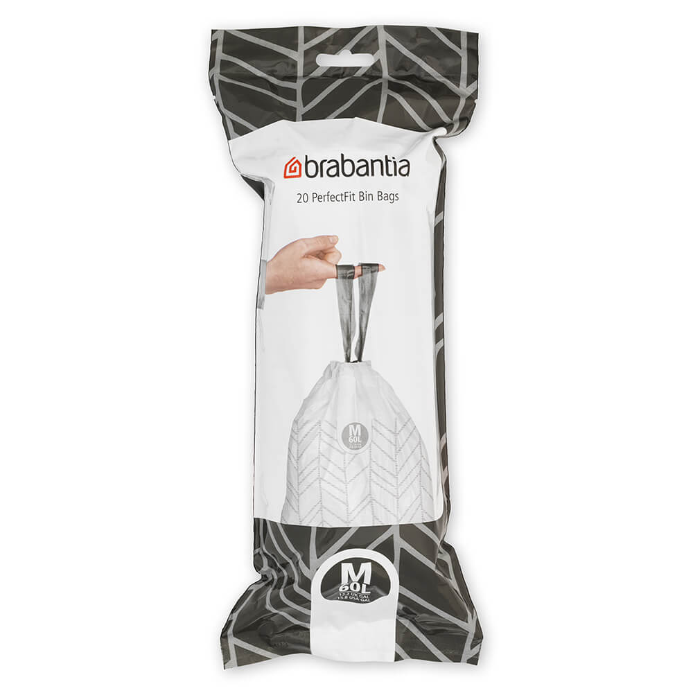 Торба за кош Brabantia PerfectFit Bo размер М, 60L, 20 броя, ролка