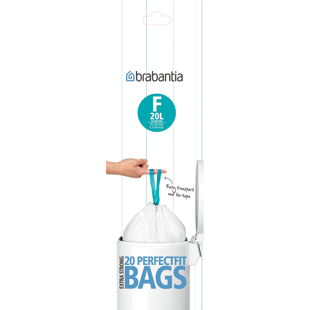 Торба за кош Brabantia размер F (Slimline), 20L, 20 броя, бели